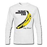 LaviV Men's The Velvet Underground Distressed Banana T-shirt White Long Sleeve