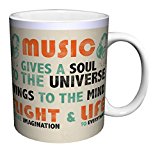 Plato Music Inspirational Motivational Greek Philosopher Quote Ceramic Gift Coffee (Tea, Cocoa) 11 Oz. Mug