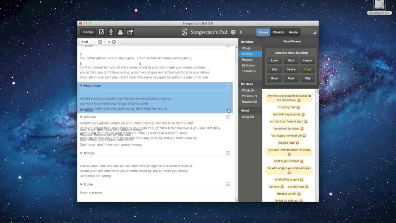 Songwriting Software – Mac OSX & Windows XP, 7 & 8 Songwriting Writing App | Songwriter’s Pad